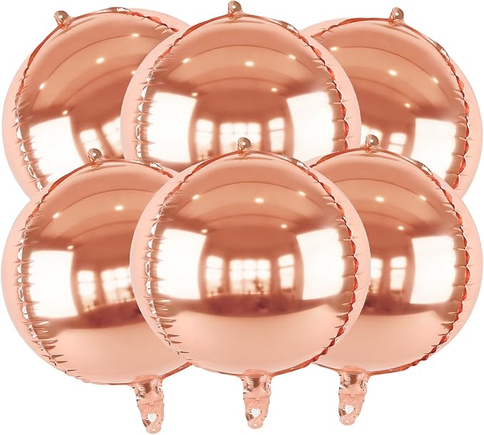 6pcs Rose Gold Foil Balloons 22inch Round Balloons by Namyoo