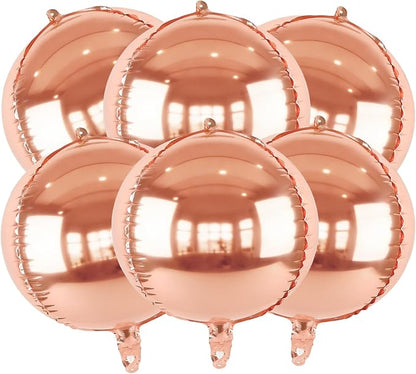 6pcs Rose Gold Foil Balloons 22inch Round Balloons by Namyoo