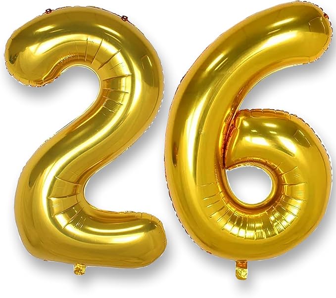 AULE 40 Inch Gold 26 Balloon Number Foil 0-9 Birthday Big Numbers | Birthday by AULE