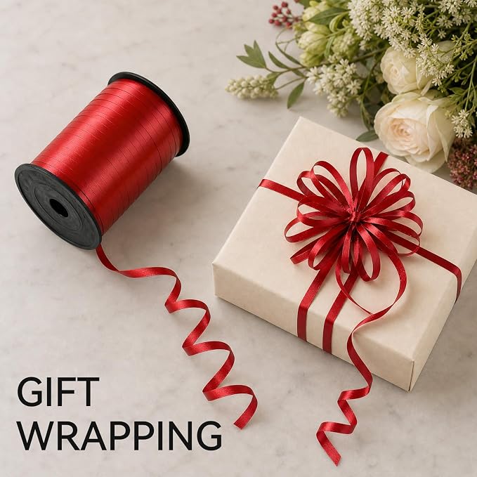 TONIFUL 500 Yards Bright Red Curling Ribbon Metallic Party Balloon String | - Image 3