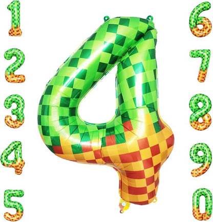 40 Inch Pixelated Number 4 Foil Balloon by TNCDJKPA