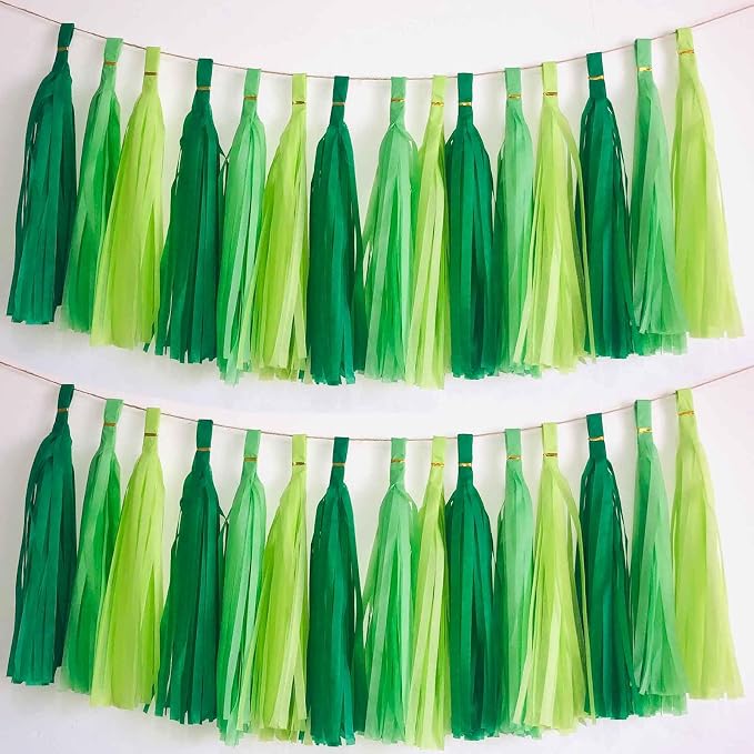 We Moment Green Light Tissue Paper Tassels Party Tassel Garland Banner by We+Moment
