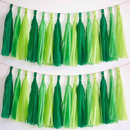 We Moment Green Light Tissue Paper Tassels Party Tassel Garland Banner by We+Moment