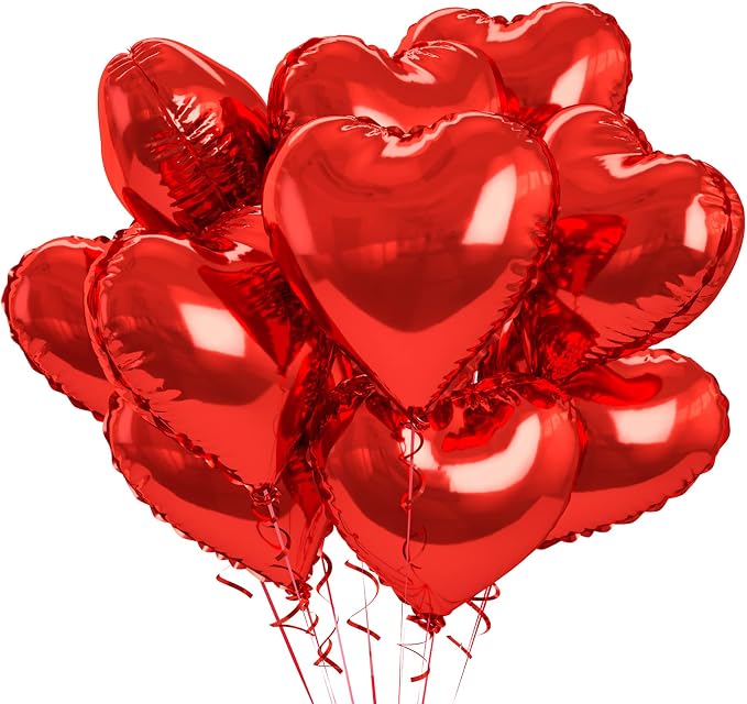 Biapian Foil Heart Balloons Red, Valentines Balloons 18inch Red Foil Balloons by BIAPIAN