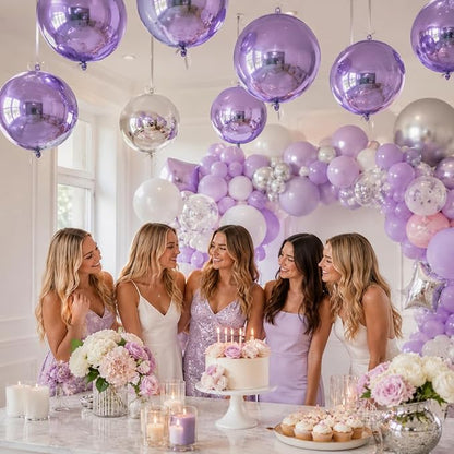 Purple 4D Round Foil Balloons, 22Inch Metallic Purple Balloons - Image 6