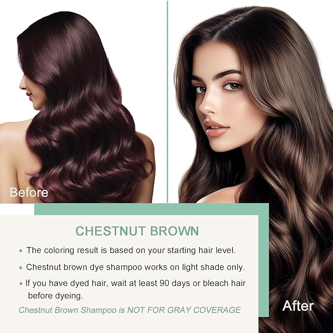 Brown Hair Dye Shampoo, Hair Color Shampoo for Women Men, Colors in Minutes, Champu para Canas, Easy to Use 16.90 Fl Oz