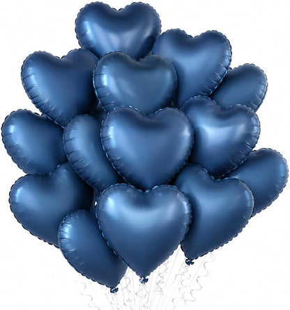TONIFUL 15 Pack 18 Inch Dusty Blue Heart Foil Balloons – Matte Blue Mylar Heart by TONIFUL