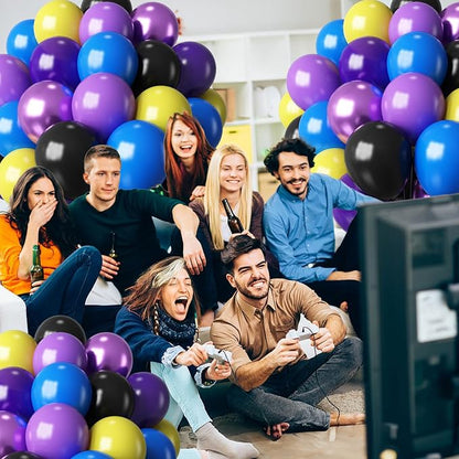 HILAVO Purple Blue Yellow Black Balloons 60 Pcs Metallic Purple Royal Blue - Image 6