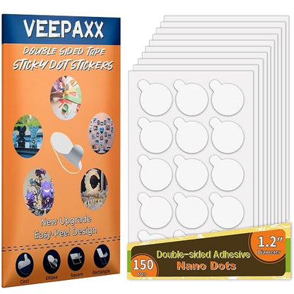 150Pcs Double Sided Adhesive Dots, Removable Clear Dots Sticky Tack, Waterproof by Veepaxx
