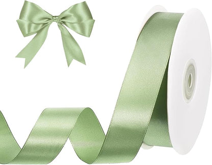 woric Sage Green Satin Ribbon 1 Inch x 50 Yards Light Green Ribbon by woric