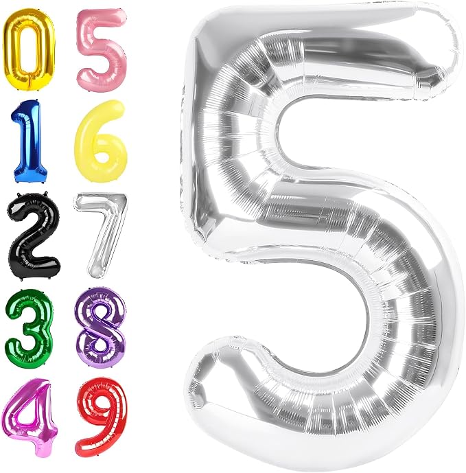 Number Balloons 40 Inch Silver 4 Balloon by Argthjy
