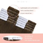 Sindra Invisi Edge Tape in Extensions Human Hair, 22 Inch 60g 20pcs Invisible Seamless Extensions Real Human Hair Medium Brown Injected Tape ins