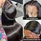 Hermosa 220% Density 30 inch HD Transparent 13x4 Lace Front Wigs Human Hair Pre Plucked 12A Glueless Straight Lace Frontal Human Hair Wig for Black Women