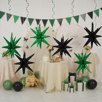 HILAVO 6PCS Black Green Star Balloons, 22Inch Huge Explosion Star Balloons - Image 3