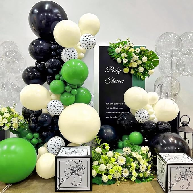Dog Paw Green Black White Balloon Garland Arch Kit - Image 4
