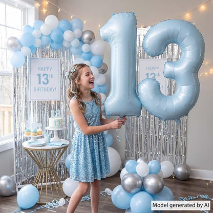 Baby Blue Number 13 Balloon 40 Inch, Foil Digits Milestone Party Supplies | - Image 2