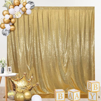 SquarePie 20x10ft Gold Sequin Backdrop, High Density Non-Transparent Glitter - Image 7