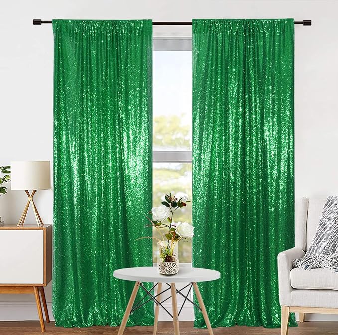 Eternal Beauty Green 3mm Sequin Backdrop 2x8 Ft 2 Pack Wedding | Dense Sparkle - Image 5