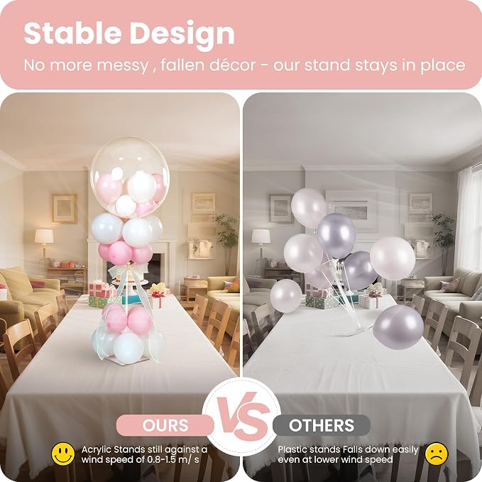 YALLOVE 4-Pack Clear Acrylic Balloon Centerpiece Stands | Up to 23.6-Inch - Image 5