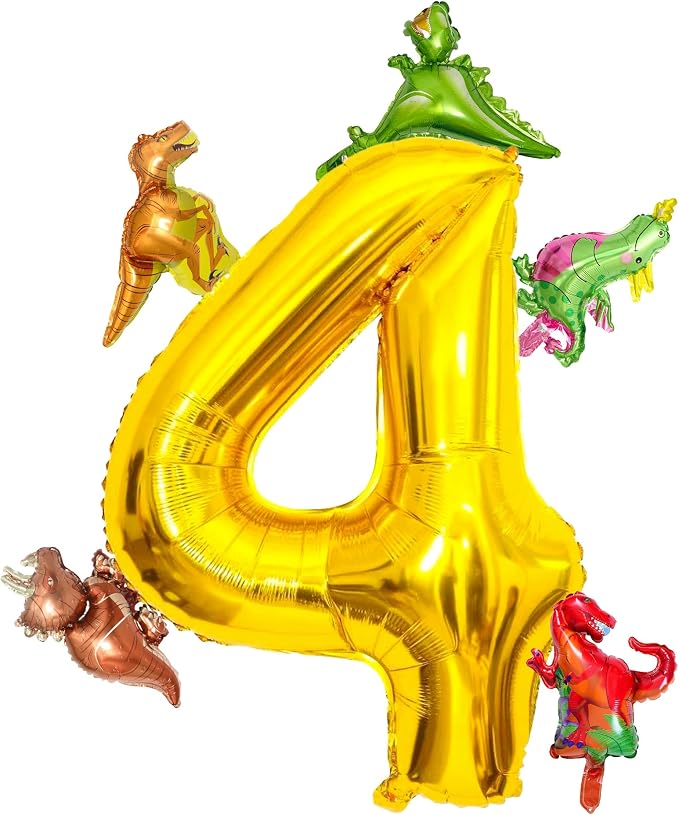 LilyZheng Number 4 Balloon Set, 40 Inch Large Gold Foil Number Balloon by LILYZHENG