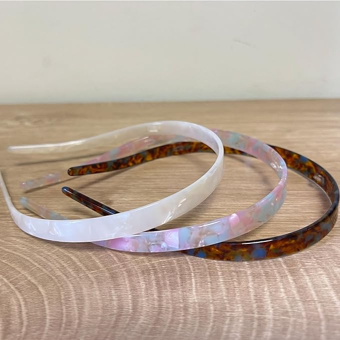 3 Pack Eyewear Headbands Comfortable Plain Hairbands for Women Designed for Glasses Wears Fashion Skinny Headbands(White,Purple,Brown)