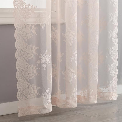 Kotile Blush Pink Lace Curtains - Image 6