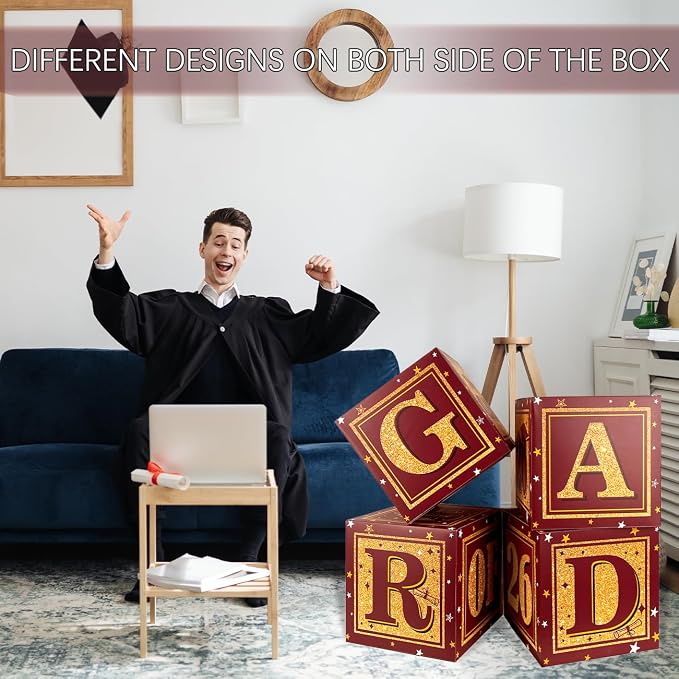 Maroon and Gold Graduation Boxs Letters Box | Class of 2026 Graduation Party - Image 5