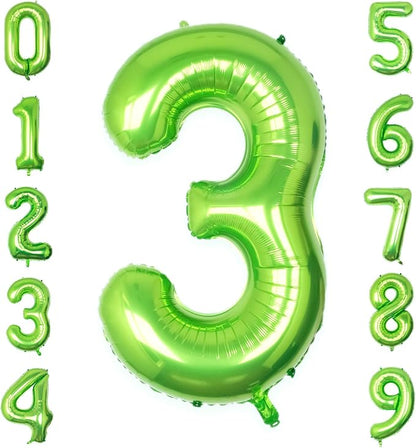 40 Inch Green Number 3 Balloon Lime Big Large Helium Number 0-9 | Giant Digital by SULALABOO