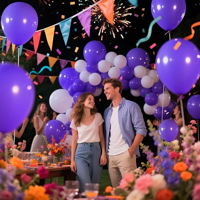 Purple Latex Party Balloons, 110 Pack 12 inch Round Helium Balloons - Image 6