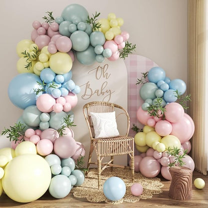 Pink Blue Yellow Pastel Balloon Arch Kit by CROSSFINGERS