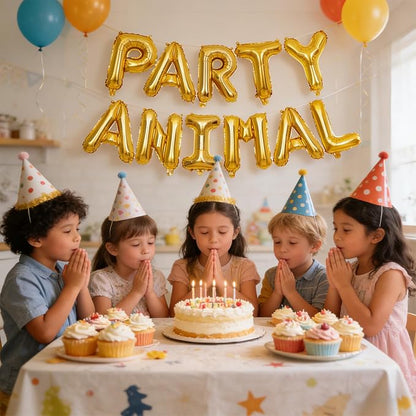 2 Set 22Pcs Gold PARTY ANIMAL Letter Balloons 16in Balloon Foil Letter - Image 3