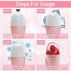 XHJRI Ice Face Roller Massager,Ice Cube Roller for Face, Eyes and Neck Naturally Conditioning and Skin Care,De-Puff Eye Bags,Reduce Migraine Pain,Reusable Massage Silicone Ice Mold (New Pink White)