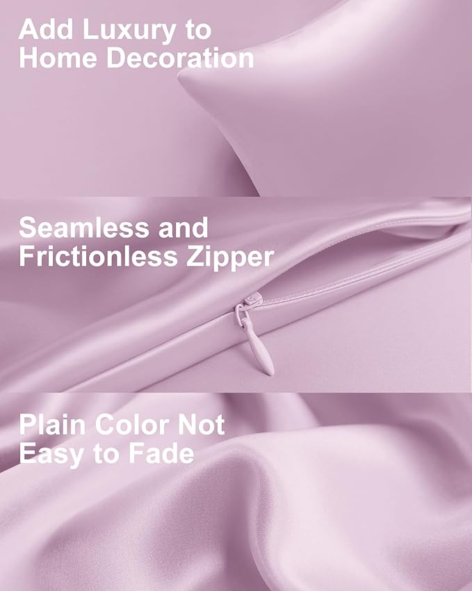 THXSILK Set of 2 Silk Pillowcase for Hair and Skin, 100% Mulberry Silk Bed Pillowcase Ultra-Soft, Hypoallergenic Soft Breathable Silk Pillow Case with Hidden Zipper, King Size 20"x36", Light Purple