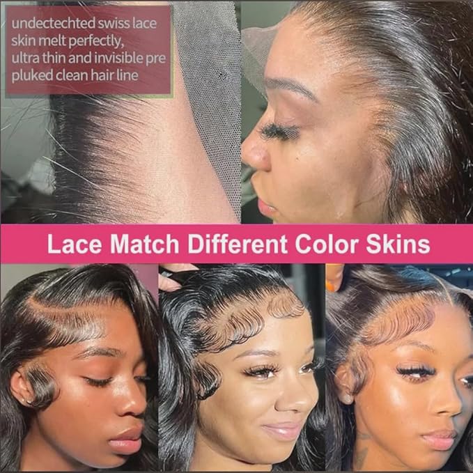 34 Inch 13X6 Body Wave Lace Front Wigs Human Hair Pre Plucked HD Lace Frontal Wig Human Hair 200% Density Glueless Wigs for Women Natural Color