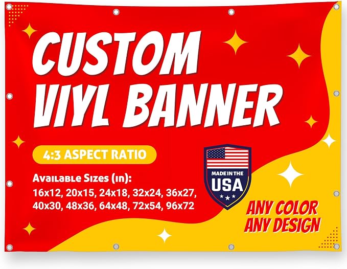 Custom Vinyl Banner with 150+ Sizes – Personalized Outdoor or Indoor Sign – Any by Unknown