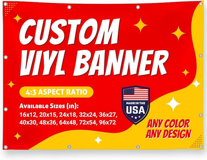 Custom Vinyl Banner with 150+ Sizes – Personalized Outdoor or Indoor Sign – Any by Unknown