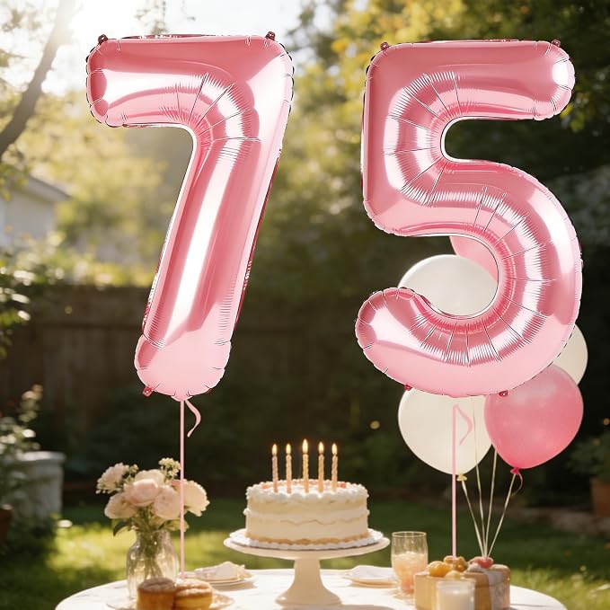 40 Inch Number 75 Balloons for 75th Birthday Party Decorations, 0-100 Jewelry - Image 3