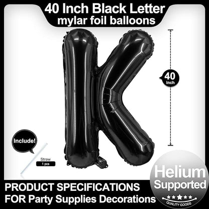 40 Inch Black Letter K Balloons, DIY Phrase Foil Alphabet Letter K Balloons DIY - Image 2