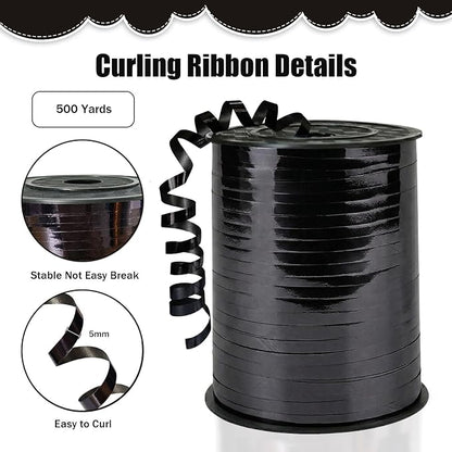 500 Yards Curling Ribbon Bright Black Balloon String Ribbon - Image 2
