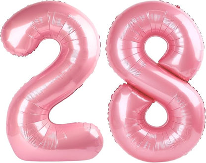 28 Balloon - Pastel Pink Birthday Number Balloons, 40 Inch Decorations | Pastel by ALPHADELTAPI