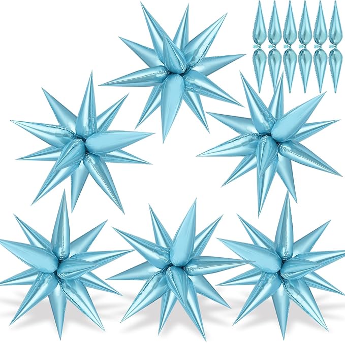 Light Blue Star Balloons, Frozenn Party Decorations Supplies, Birthday Wedding by GCTWFYK