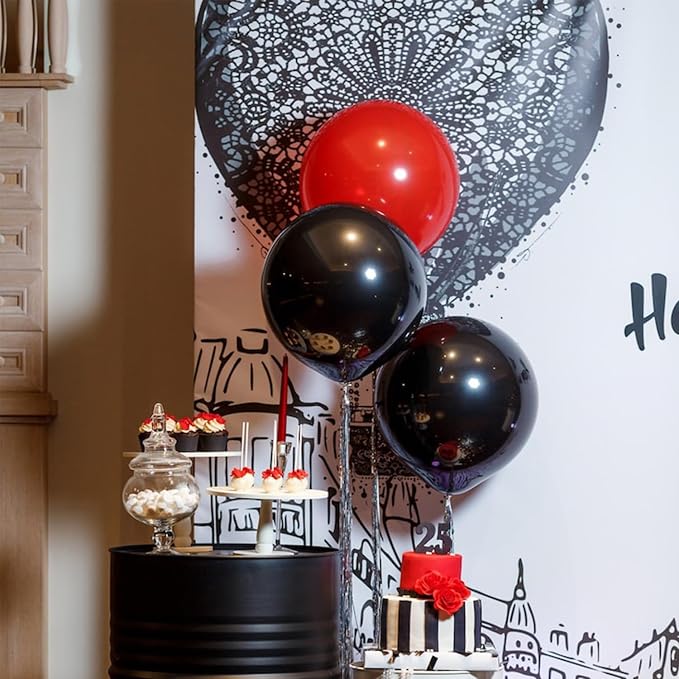 Black Balloons Party Decorations 10 Pack 36 inch Round Halloween Latex Balloons - Image 5