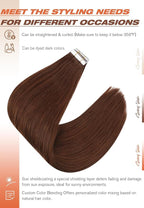 Sunny Hair Tape in Hair Extensions Human Hair, 18inch 40Pcs Auburn Brown Human Hair Tape in Extensions Remy Invisible Tape ins Human Hair Extensions Straight