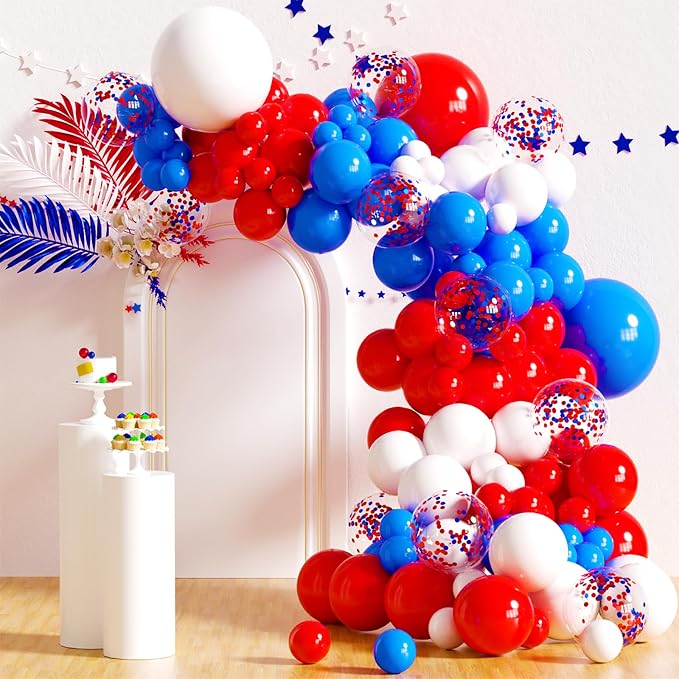 Red White Blue Balloon Arch, Patriotic Decorations by Tayuvira