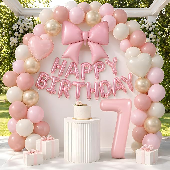 Dusty Pink Number 7 Balloon, 7th Birthday Decorations - Image 6