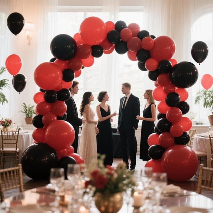 412Pcs Red Black Balloons Garland Arch Kit, 18 12 10 5 Inch Different Size - Image 6