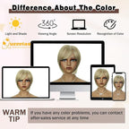 QUEENTAS Blonde Hair Topper for Women with Thinning Hair Pieces 6"*6"Large Coverage 360°3D Cover Silver Synthetic Short Bob with 5 Clips in Wiglets(Blonde Mixed Brown)