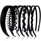 VELSCRUN 7 Pcs Different Headbands for Women Black Hair Bands for Women's Wavy Curly Hair Non Slip Plastic Head Bands with Teeth Comb Headband Face Wash Hair Accessories Gifts for Women Gilrs