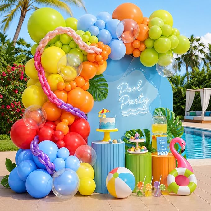 Neon Balloons Arch Garland Kit by Paeyeq