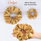 CEELGON Brown Black Big Satin Scrunchies for Women 6.3Inches Large Scrunchie Coffee Satin Oversized Thick Elastic Hair Ties Jumbo Hair Scrunchies 6 Pack (black,coffee, champagne,brown,grey,dark brown)